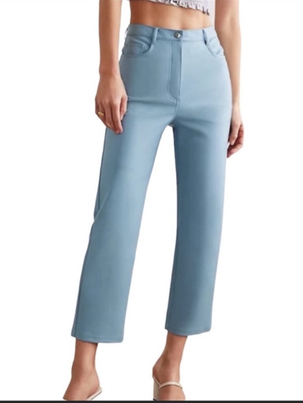 NWOT Aritzia Melina Vegan Leather Crop Pants~Blue